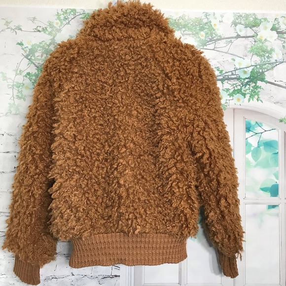 New Brown Faux Fur Sherpa Teddy Jacket XS - Picture 7 of 11